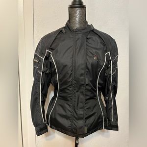 Tour Master Women's Black Trinity Motorcycle Jacket with Reflective Stripes Sz S